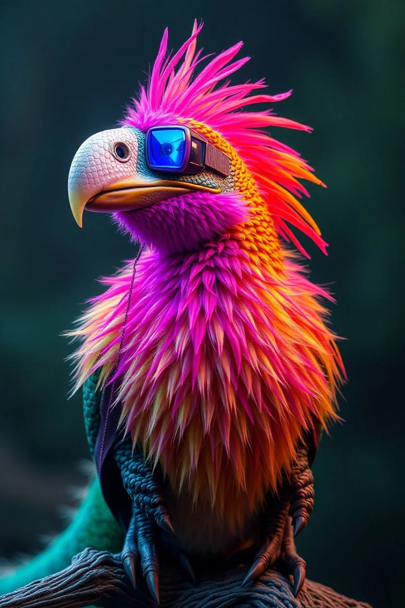 cyberpunk dinosaur weasel bird rasta man with cute fur