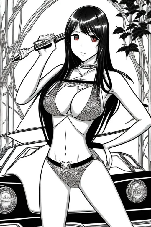 Yui Hatano as drawn by Akira Hiramoto, black and white