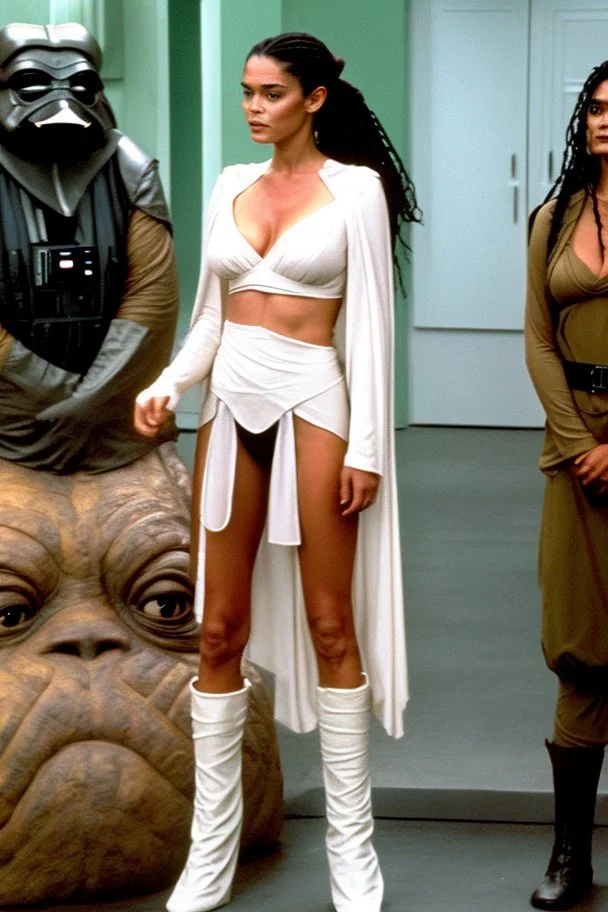 [Denise Huxtable Kendall, Peggy Bundy, The Cosby Show, Lisa Bonet] Denise Huxtable , in princess Leia's slave costume of the Return of the Jedi, close to Jabba the Hutt.