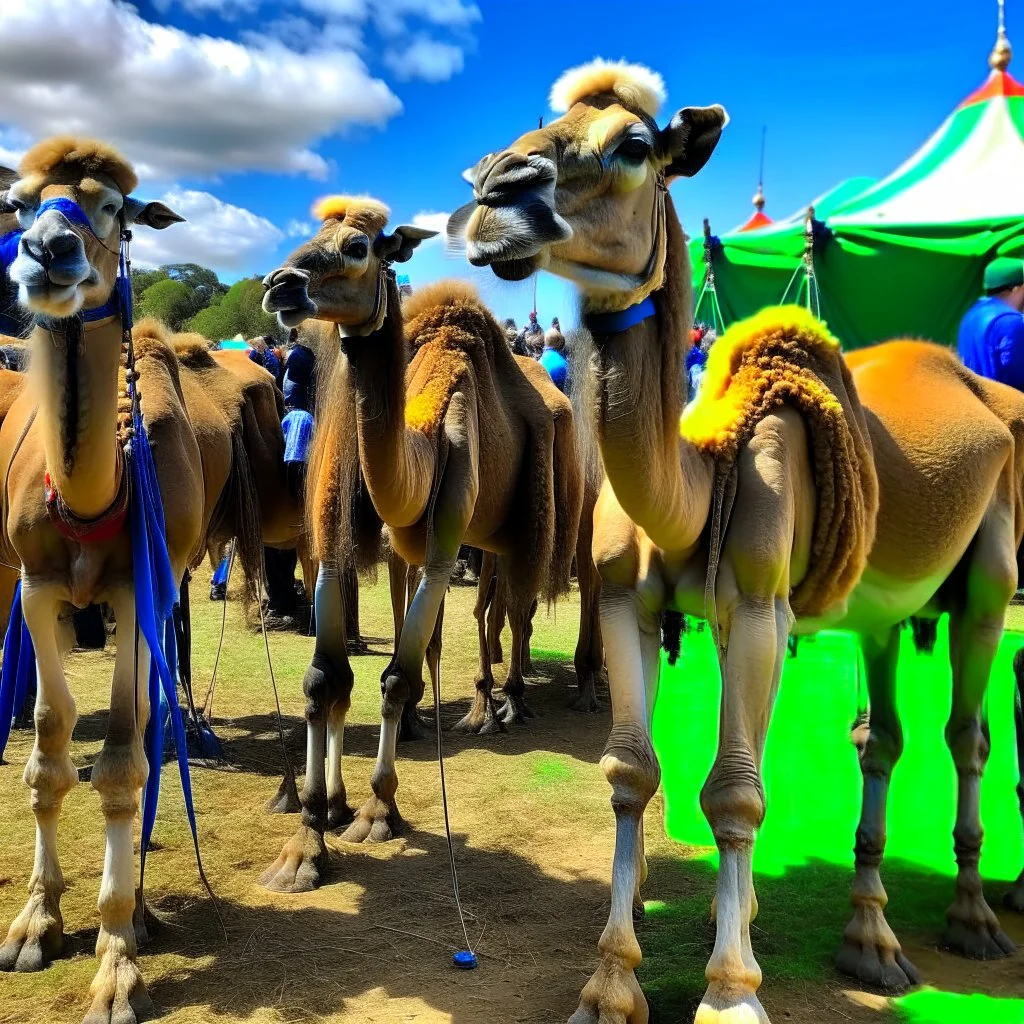 camels at a music festival