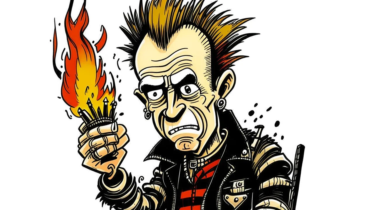 Rock n roll PUNK firestarter johnny rotten cartoon