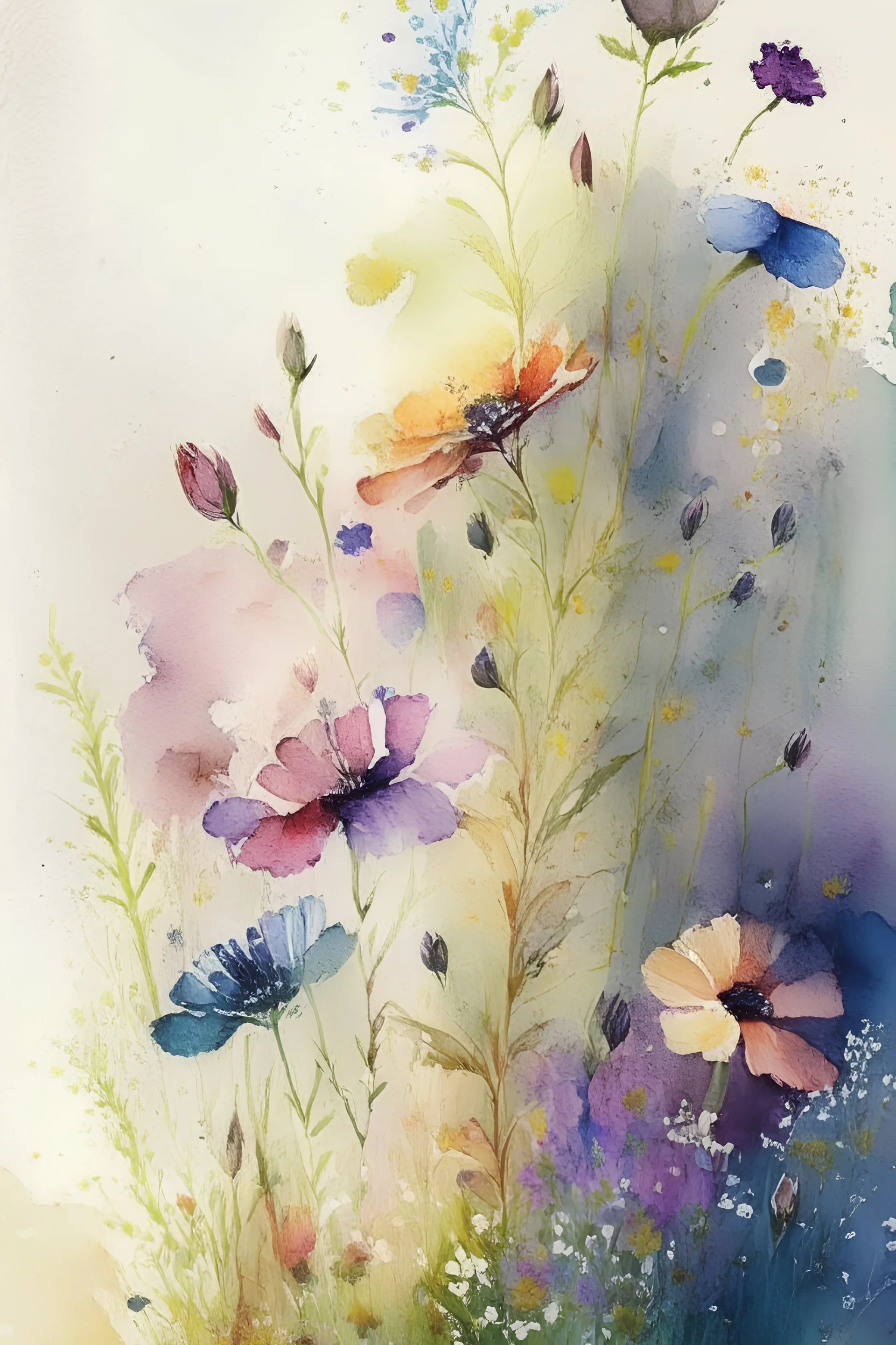 Watercolor Meadow flowers, colorful, perfect