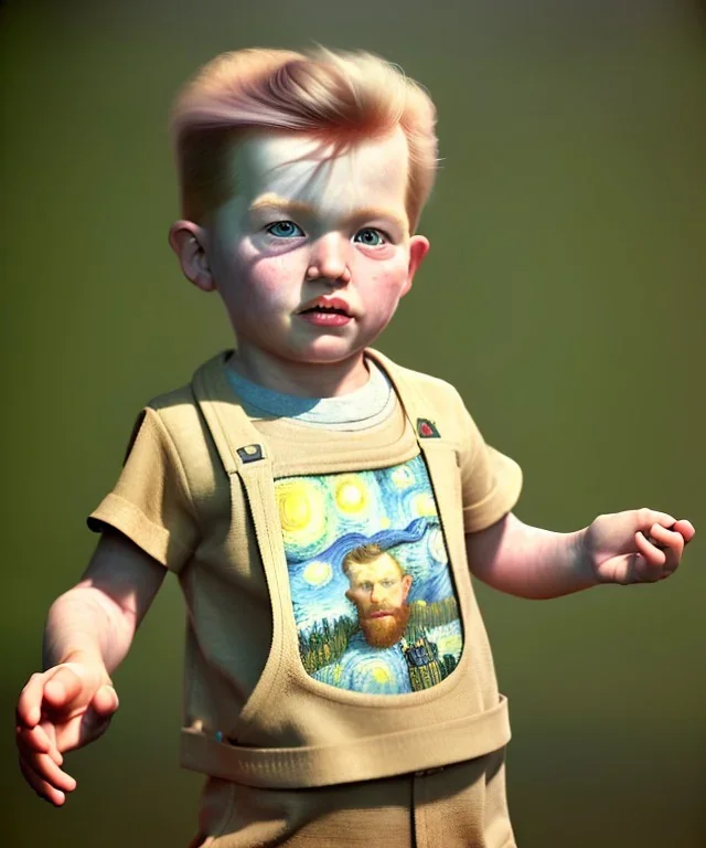 Van Gogh toddler, full body, dramatic lighting, hyper realistic