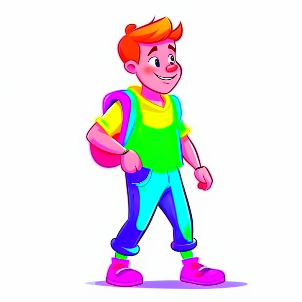 cartoon style character gay man wearing rainbow clothing