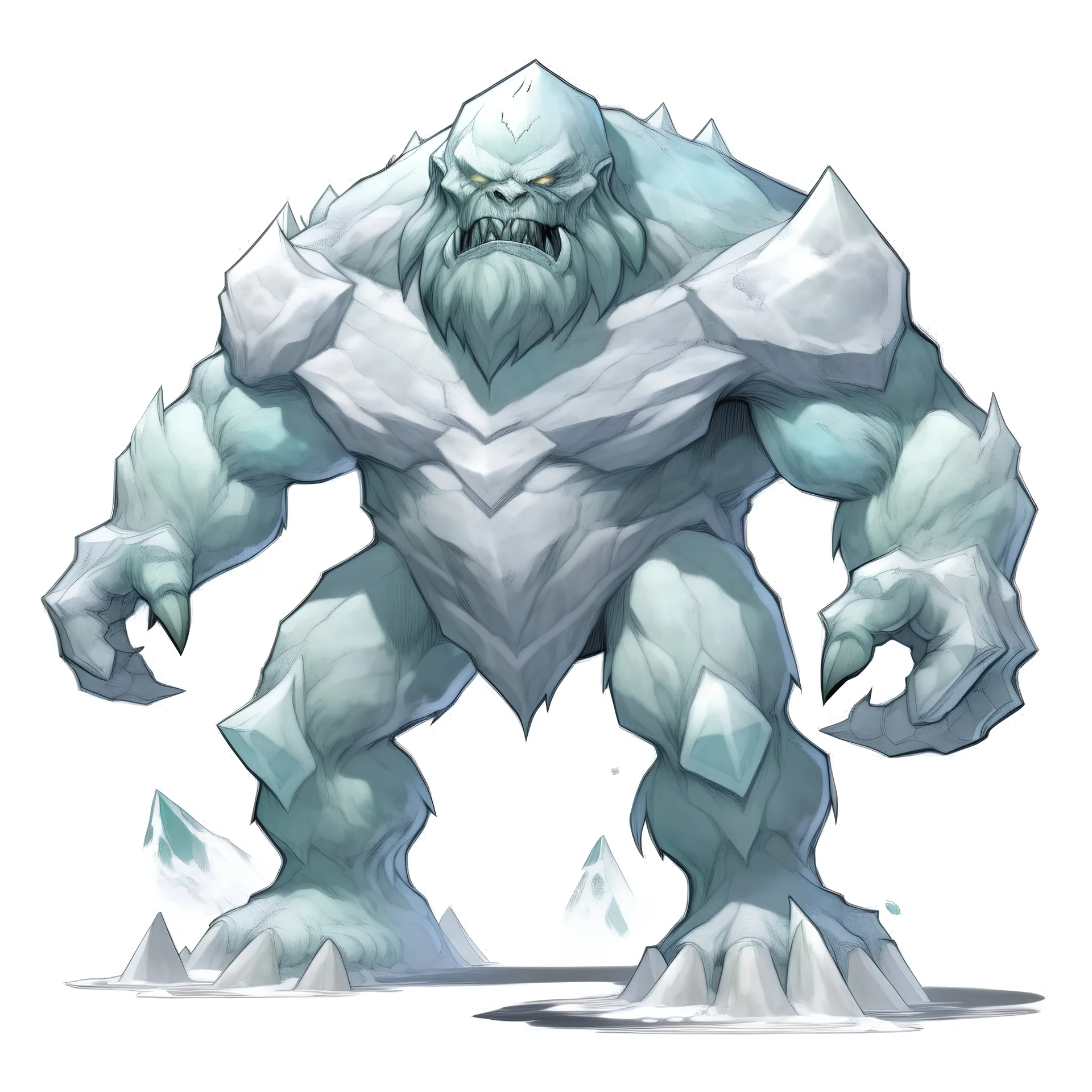 gigant ice golem on a white background