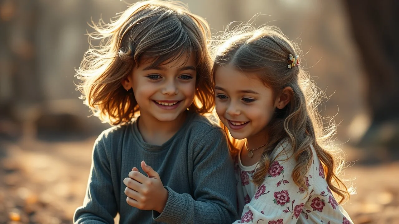 Beautiful happy telepathic young boys and girls playing together, finesse, devotion, serendipity, best friends, exquisite composition, beauty, magic, fantasy, close foreground detail, beautiful intricate insanely detailed octane render, 16k artistic photography, photorealistic concept art, soft natural volumetric cinematic perfect light, chiaroscuro, award-winning photograph, masterpiece