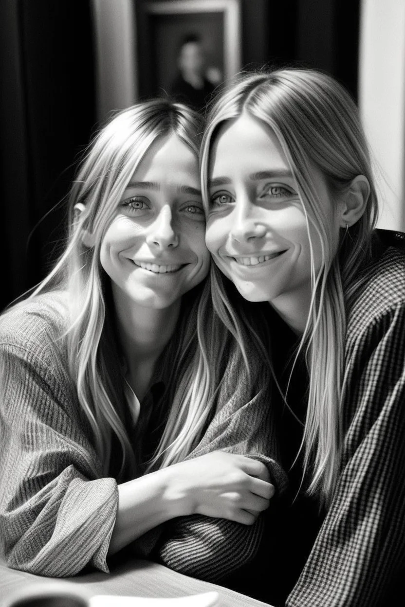 ((Mary-Kate and Ashley Olsen a warm hug)),charming Smile,