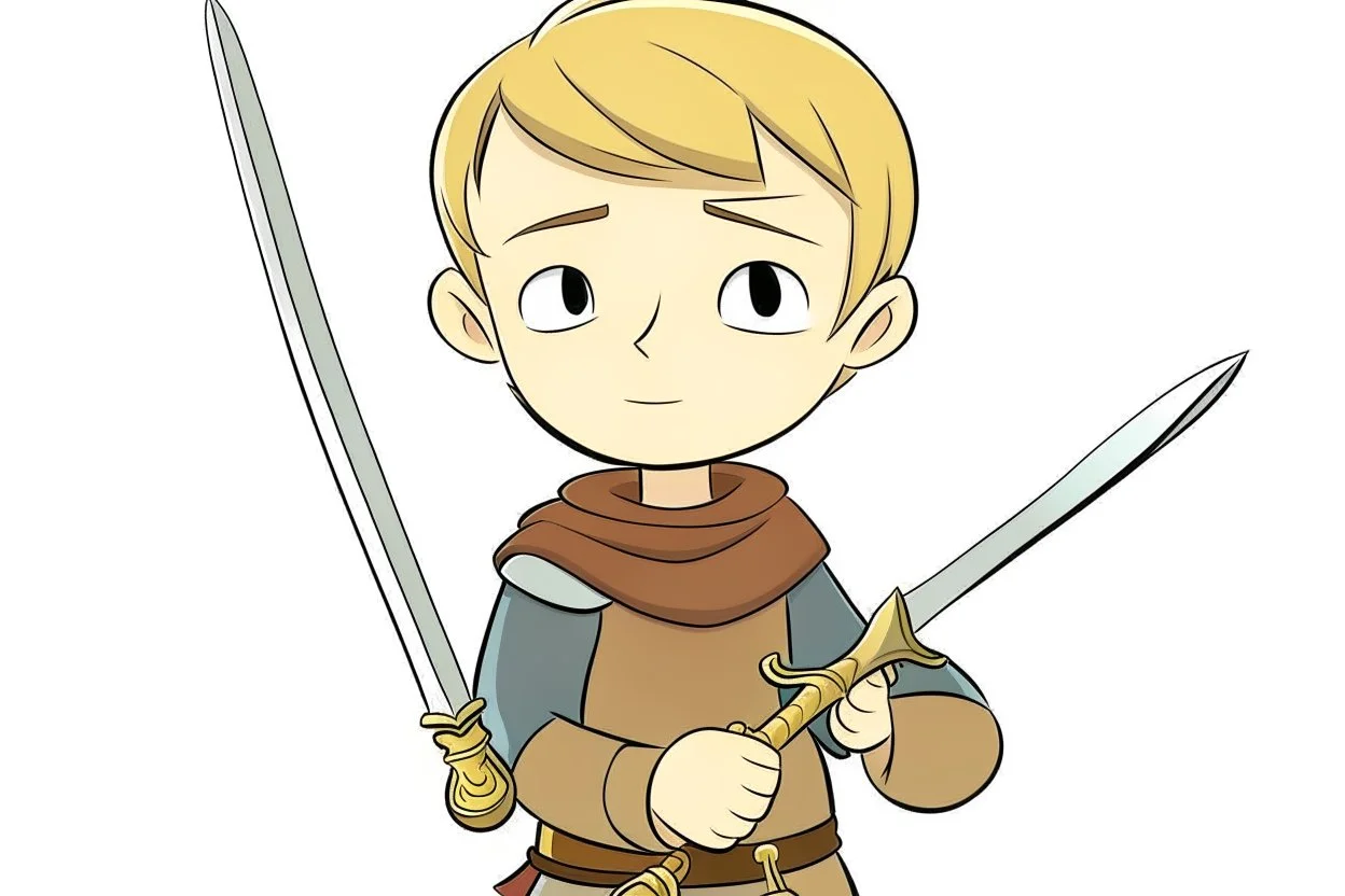 cartoon Arthur holding the sword