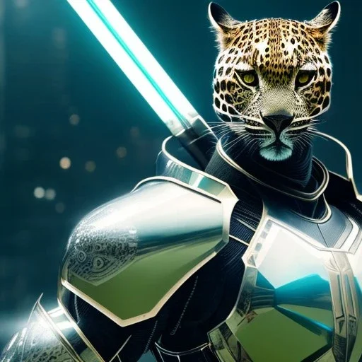 Futuristic dystopian cool leopard in titanium green knight armor, by Yoji Shinkawa, HDR, octane render, unreal engine, masterpiece 4k, hyper detailed, detailed, hyperdetailed, intricate, digital painting of an modern 3d anime character, character illustration, 4k, ultra hd, overexaggerated features, picture in sharp frame, in frame