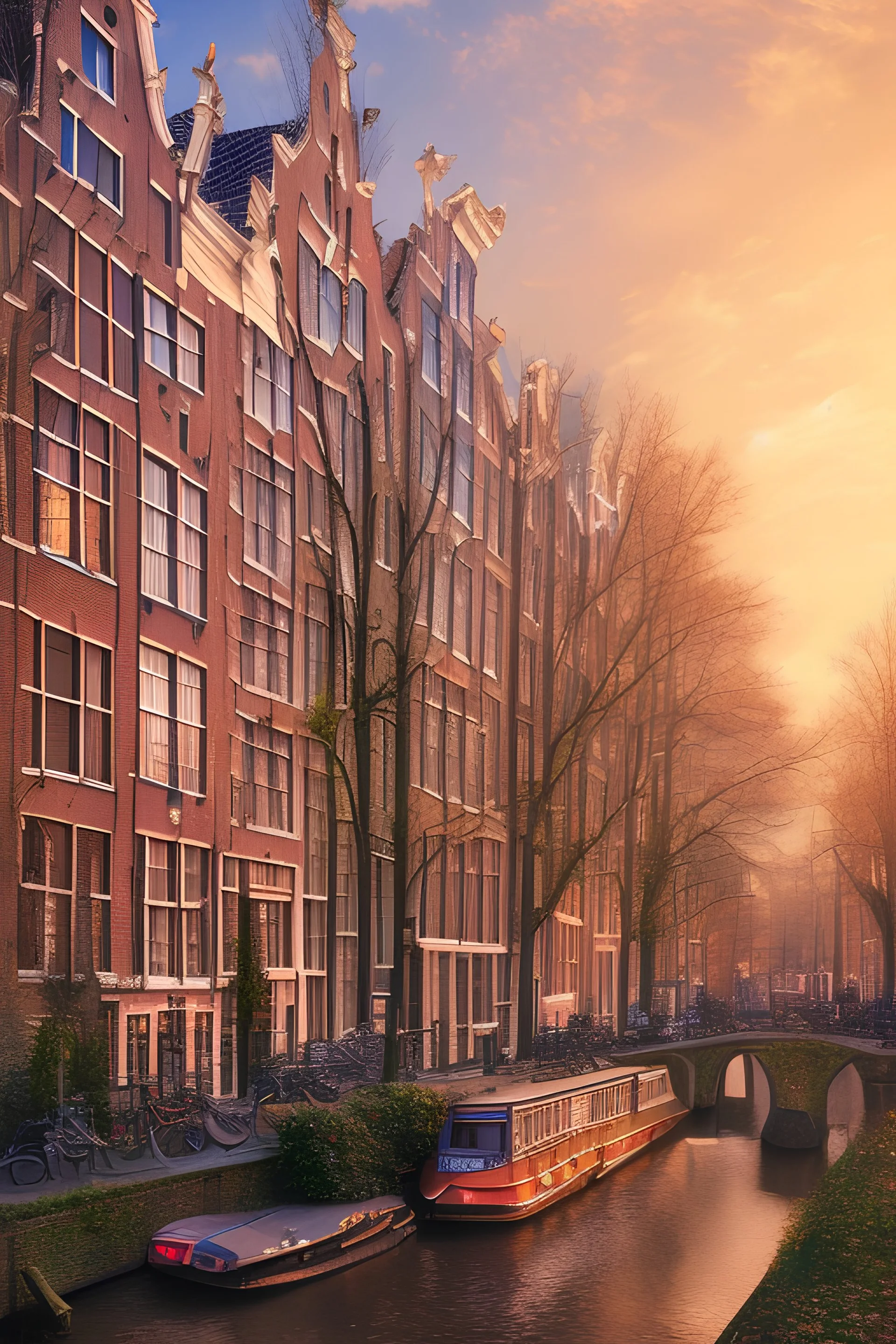 Magical drawing of amsterdam the netherlands