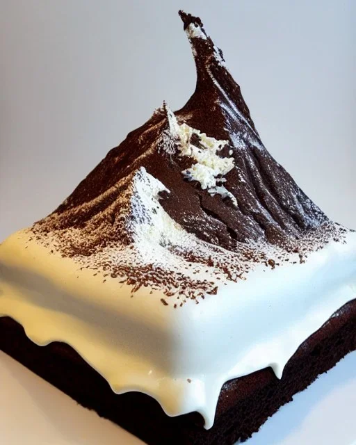 Matterhorn model made of chocolate cake and cream