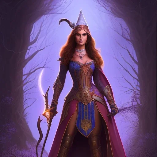  Womans witchs horners in the dark forest