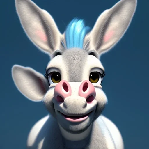 cute donkey with blue eyes,by pixar