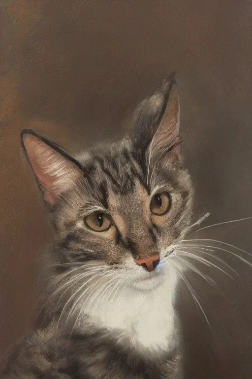 painting of a cat painting a portrait