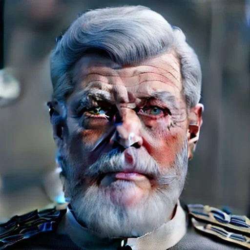 Grand admiral, gray hair, blue eyes, cold and heartless, star wars