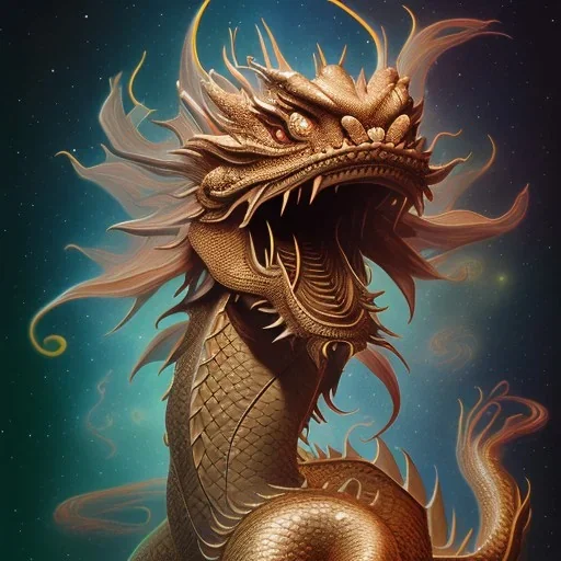 chinese dragon formed from stars in a night sky, brian froud, howard lyon, selina french, anna dittmann, annie stokes, lisa parker, greg rutowski,