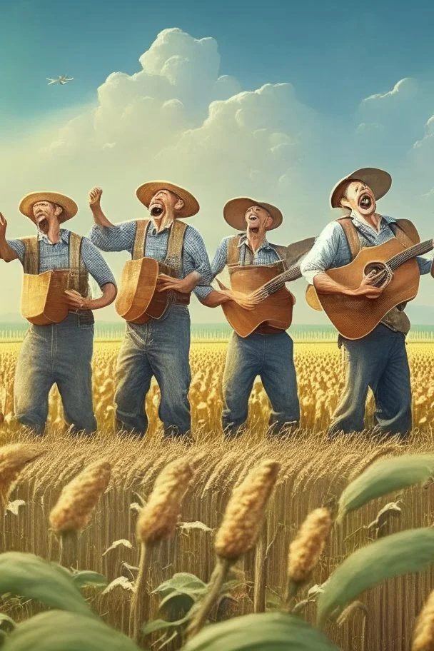 a group of farmers singing in the farming field