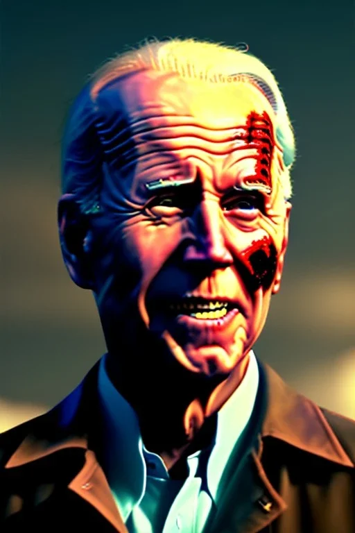 realistic image of joe biden zombie, night, walking style, retro style, 80s, dark ambient, highly detailed, sky background, concept art, unreal engine 5, god rays, ray tracing, RTX, lumen lighting, ultra detail, volumetric lighting, 3d, finely drawn, high definition, high resolution.