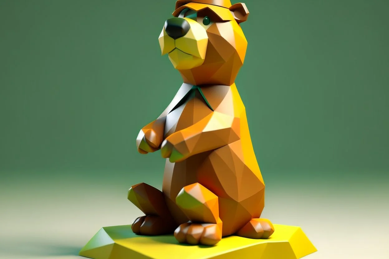 low poly 3d model of yogi bear