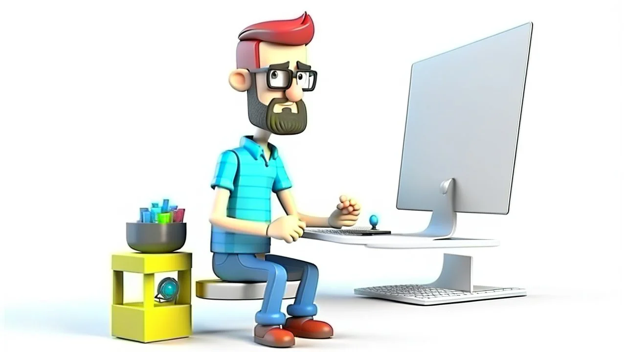 3d illustaration web developer with white background