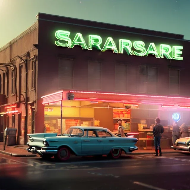 Ultra Realistic retro sci-fi afire Supermarket parking scene, 1960 year, many running people. blonde woman, sweet scarlet Johansson face, perfect iris, glow eyes, face makeup, tight latex coat; many panic people, Retro sci-fi style, soft color, highly detailed, unreal engine 5, ray tracing, RTX, lumen lighting, ultra detail, volumetric lighting, 3d, finely drawn, high definition, high resolution.