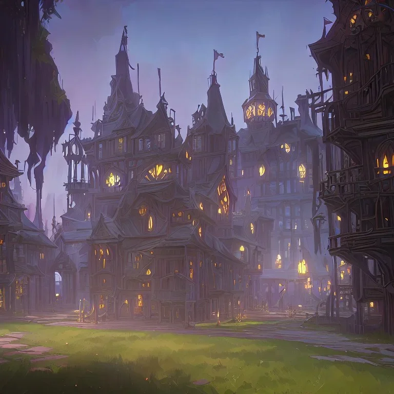 A magical town castle for warlocks and witches