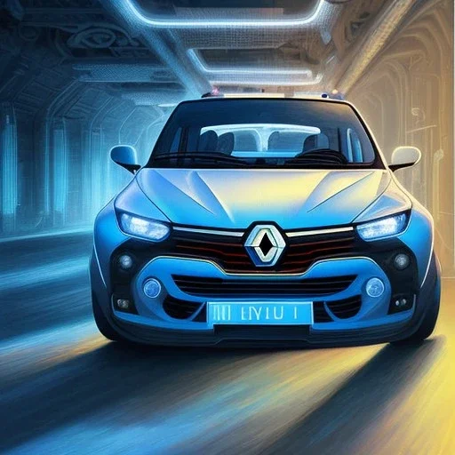 Renault Zoë, future city, blue