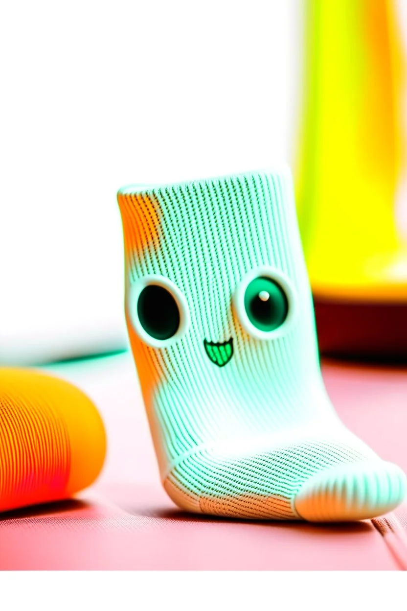 A Shy Cute Sock with foam inside him and he has a face