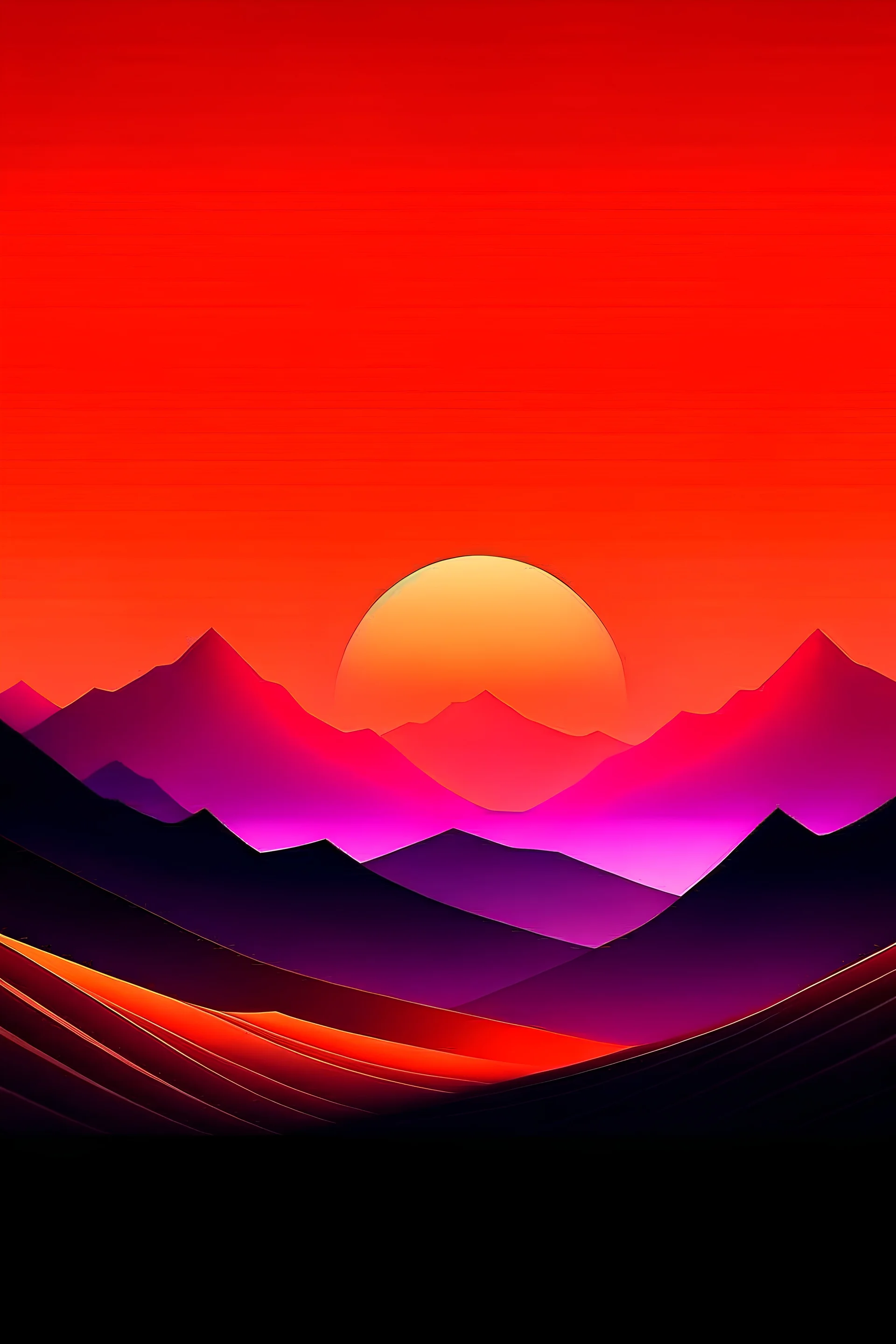 minimal purple, pink orange, mountain desert sunset, retro poster design