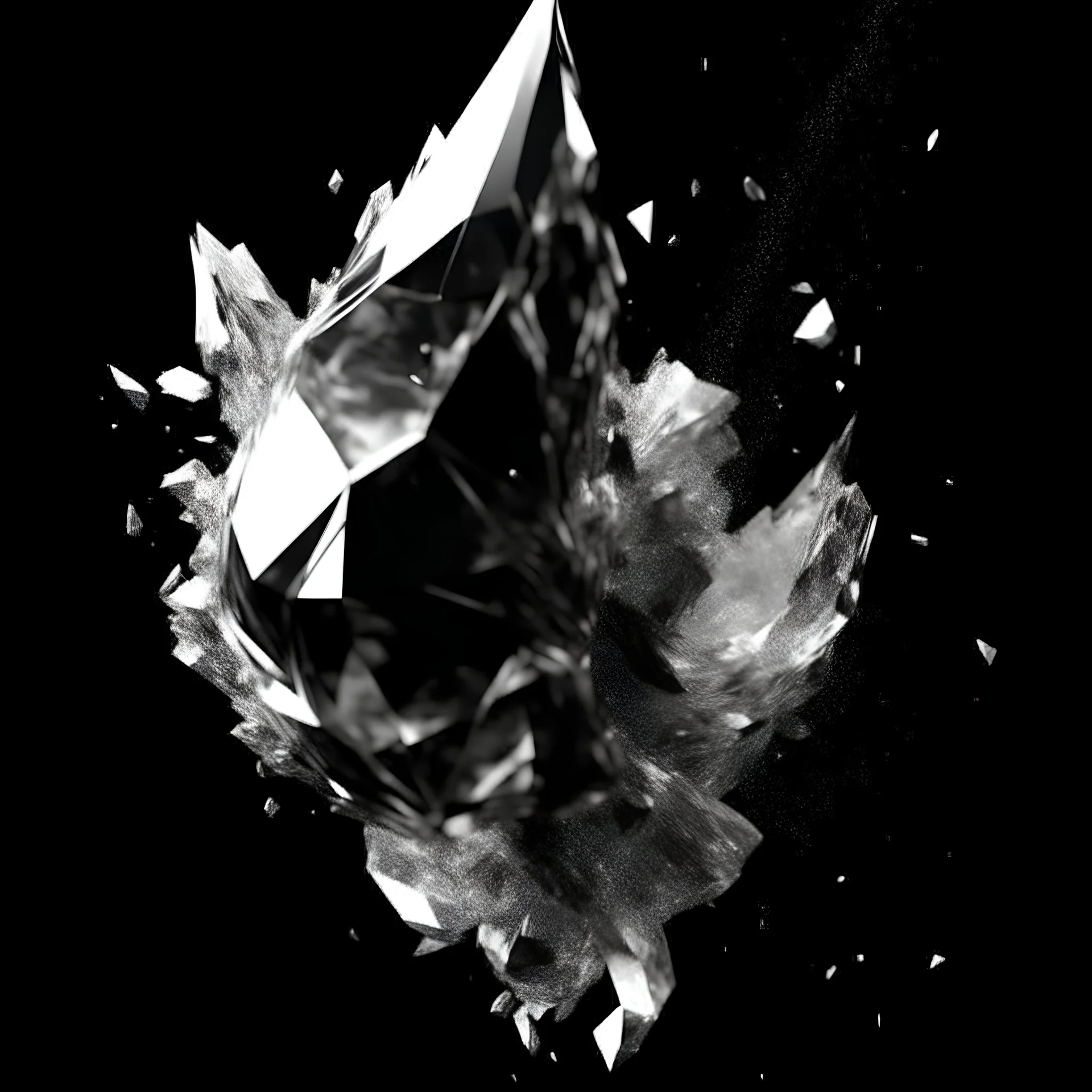 White crystal shocking with a Black crystal and exploding, 3D Render, Ultra Realistic, 4K