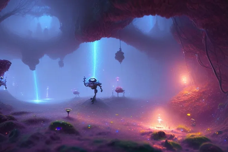 cave exploration glow galaxy coral twigs bridge steam walking robots