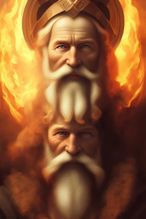 Fire theme art, Portrait of a viking by Michelangelo, 8K, close-up face