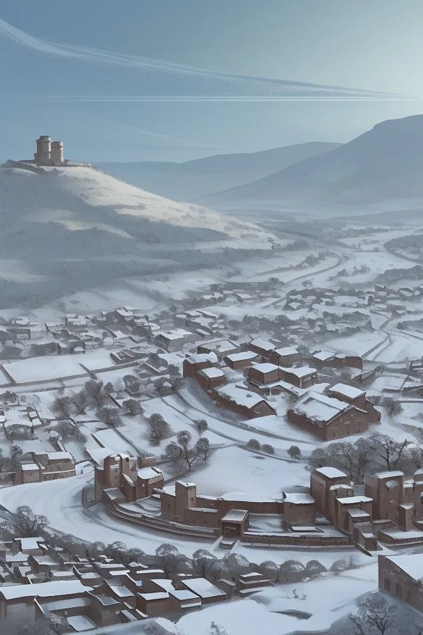 The circular walled town itself was placed upon a hill, with snowy plains stretching in all directions. There were three gates: north, south, and east. City Hill sat just outside the wall to the northeast of the city.
