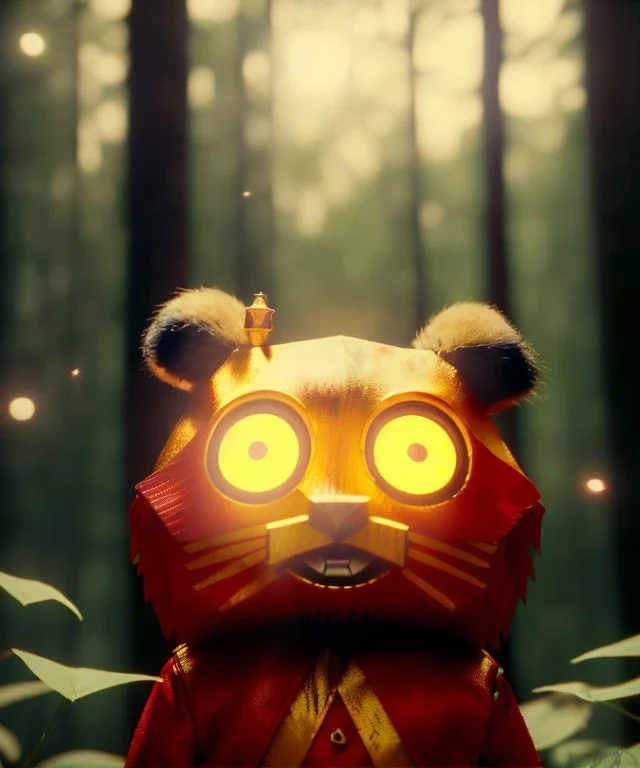 Wes Anderson photographer, night forest, Ultra realistic matryoshka, Japanese style, wide angle view, magic, fireflies, soft color, highly detailed, unreal engine 5, ray tracing, RTX, lumen lighting, ultra detail, volumetric lighting, 3d, finely drawn, high definition.