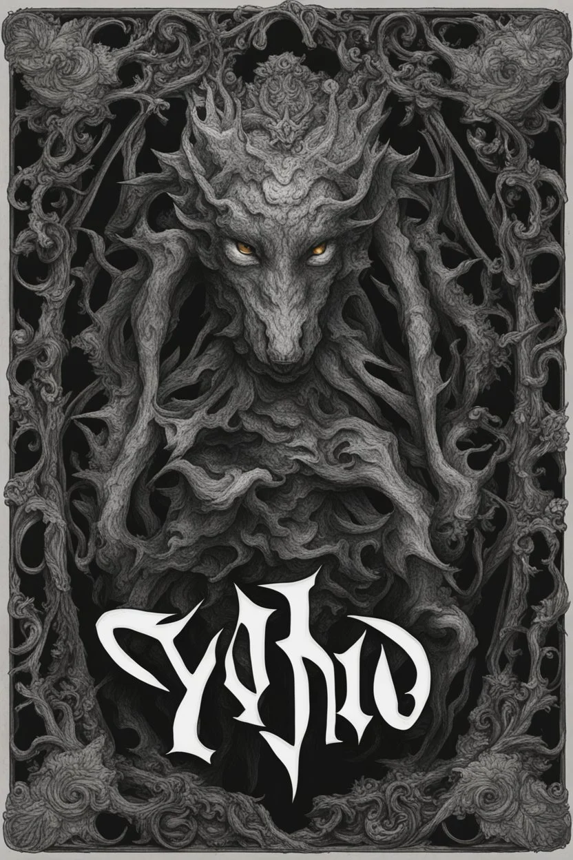 "Cydno" written in a style that fits a metal band. Nothing else... just this one word.