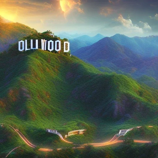 hollywood hill made of felt, 8k quality