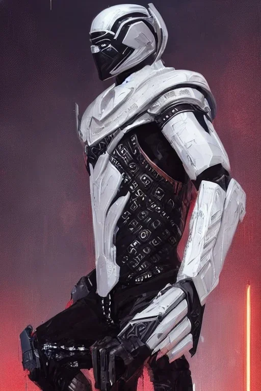 wakandan warrior in white armor portrait, cyberpunk futuristic neon. decorated with traditional japanese ornaments by ismail inceoglu dragan bibin hans thoma greg rutkowski alexandros pyromallis nekro rene maritte illustrated, perfect face, fine details, realistic shaded, fine - face, pretty face, masterpiece