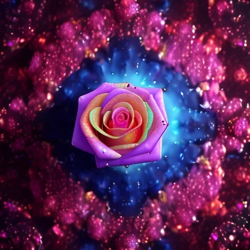 transparent multicolor crystal rose highly detailed, glowing,Insanely detailed photograph of an elaborate beautiful fantasy art album cover art 4K 64 megapixels 8K resolution HDR Greek shiny space colours jewelry celestial hair eyes light