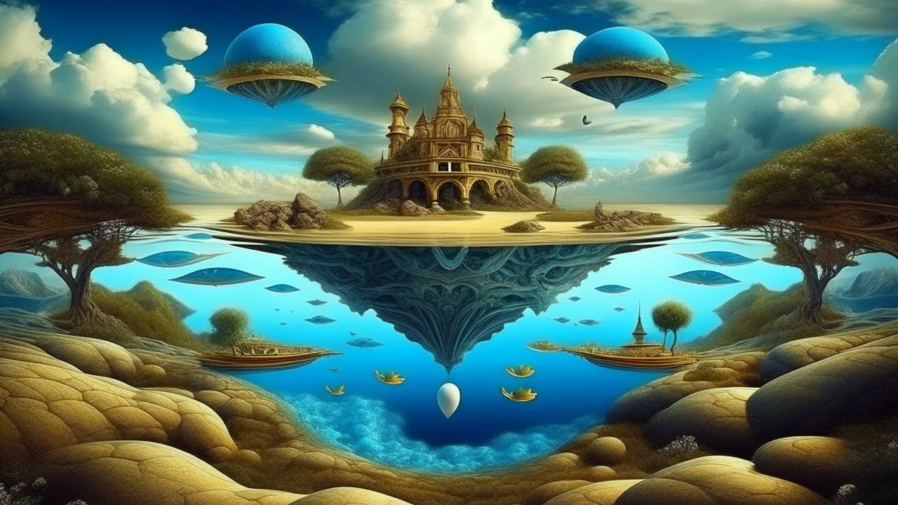 surrealism, relaxation, luxury, dream world, calm beauty, symmetry, fantasy world, magic, beautiful composition, exquisite detail