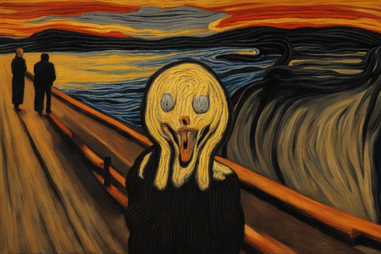 Knitted the scream cat Edvard Munch the scream