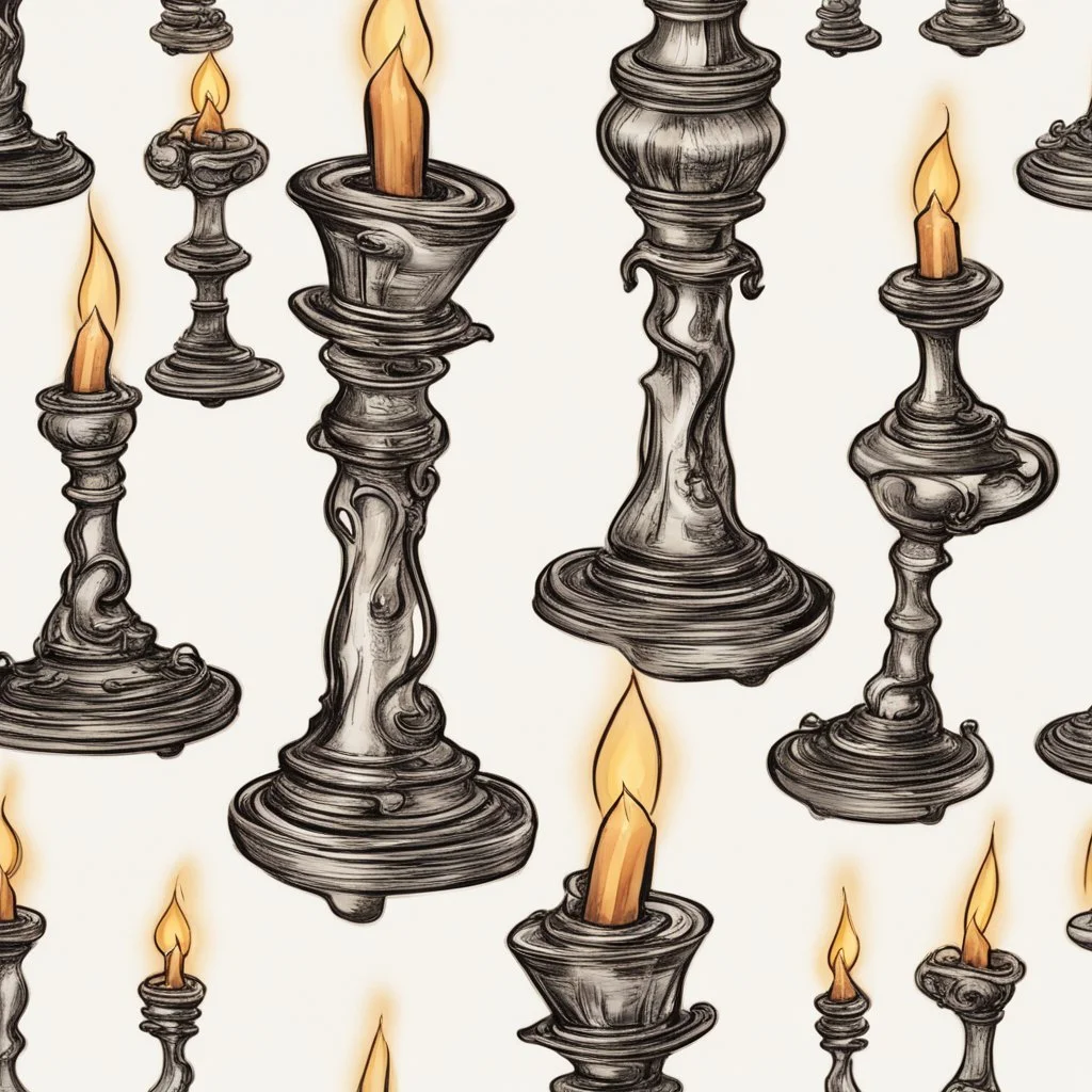 candlestick with burning candles from the movie Beauty and the Beast on a light background