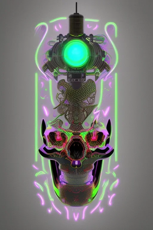 Futuristic Neon crystal skeleton samurai smoke glass fire water