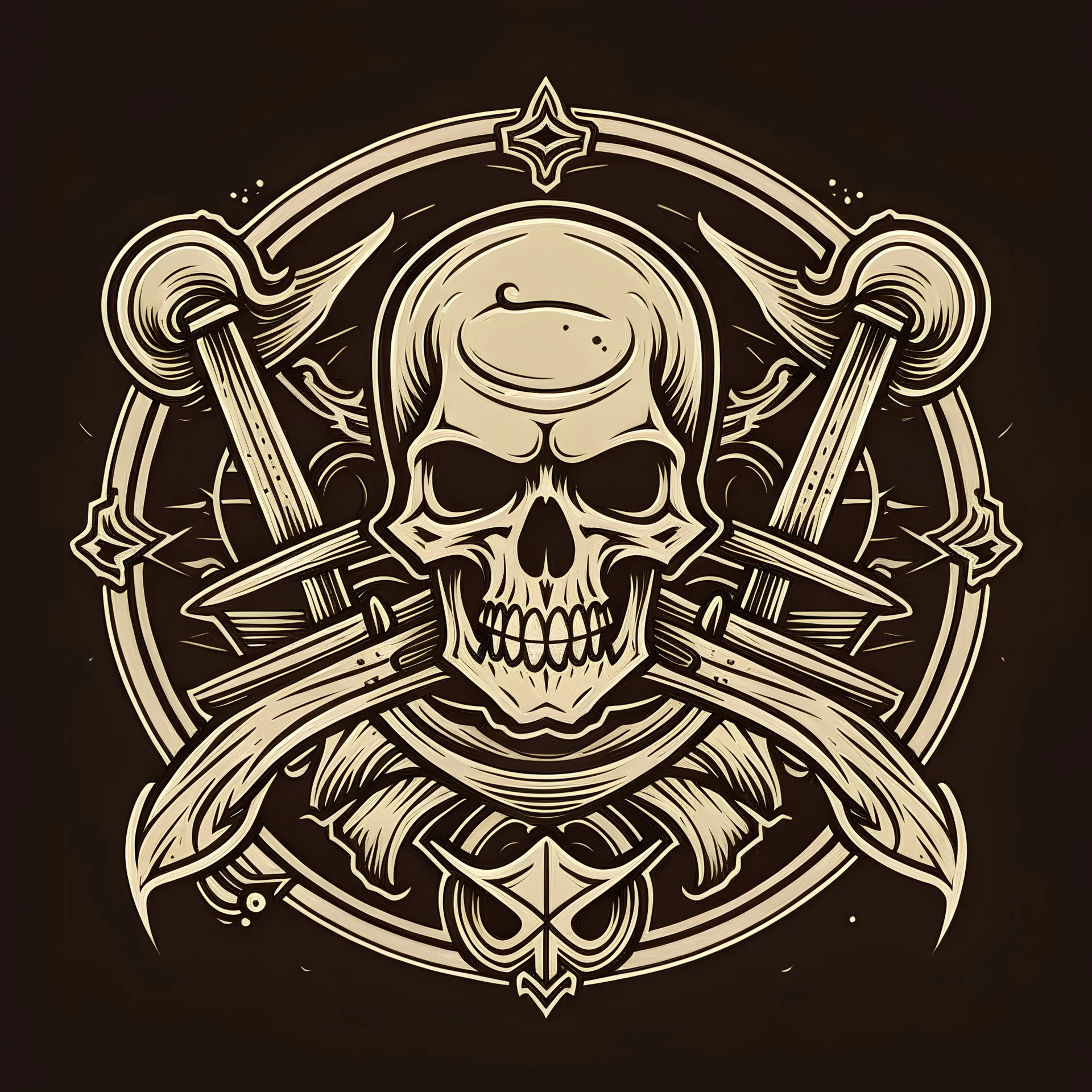 Emblem: Design a logo or emblem for The Pirate Federation. This could include symbols like crossed swords, anchors, and a stylized skull.