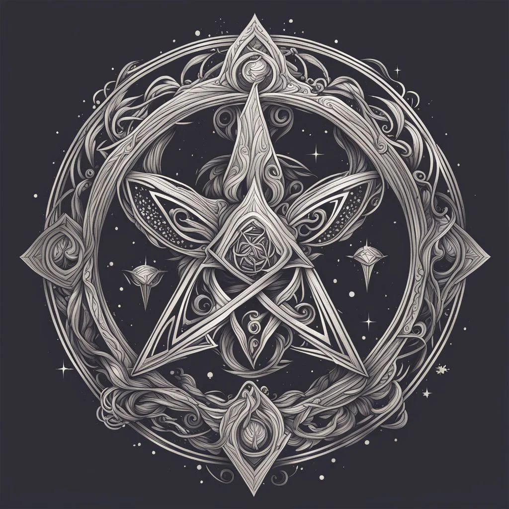 A magical symbol that can be used as a logo. Detailed, No background, magical, mystical, line art, single line