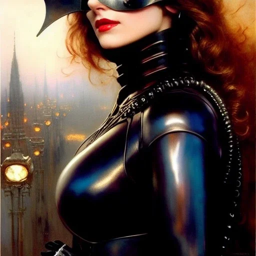 portrait beautiful face CatWoman,busty,ancient metal armor balanciaga fashion clothe painting by gaston bussiere, greg rutkowski, yoji shinkawa, yoshitaka amano, tsutomu nihei, donato giancola, tim hildebrandt, oil on canvas, cinematic composition, extreme detail,fit full head inside picture,16k