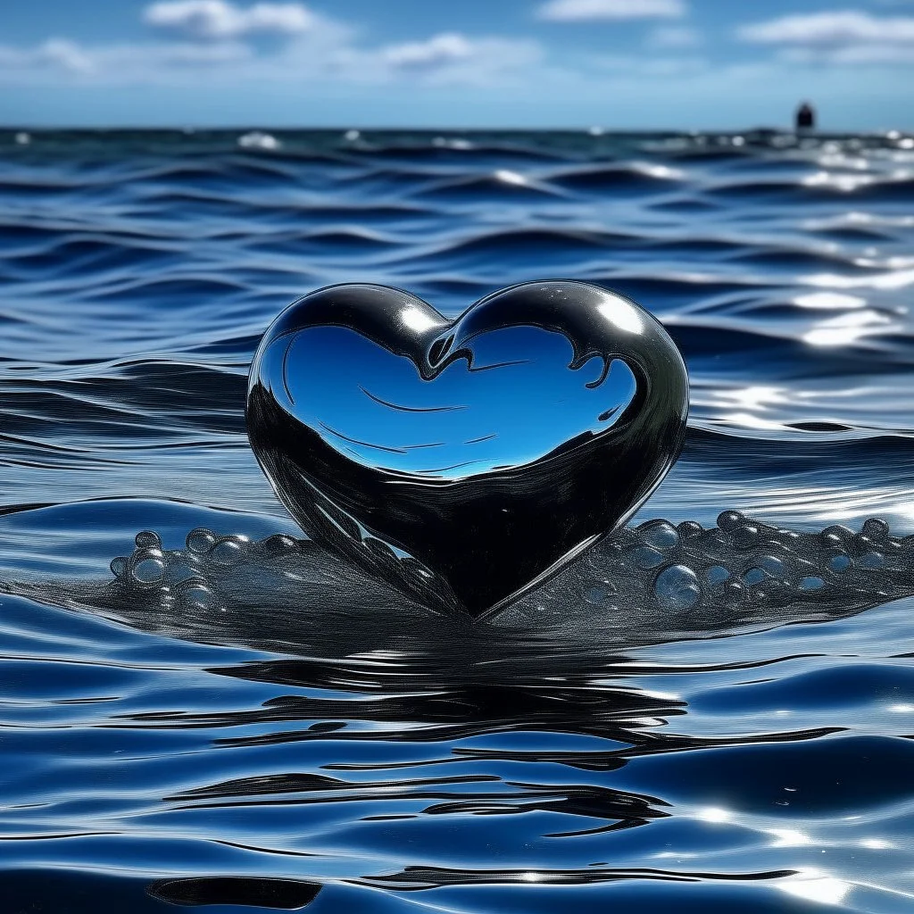 chrome heart in the ocean