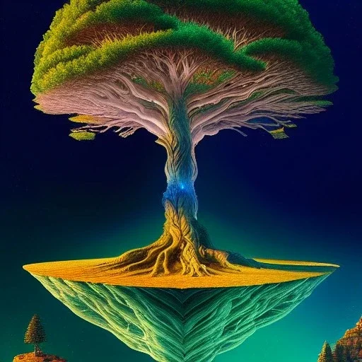 fullbody Drawing of 'sketch of an ancient tree of life',intricate detail,andrea bonelli,Kilian Eng,Ohrai,evan lee,Aleksandr Sidelnikov,KyuYong Eom,three quarters frontal aerial view,toned colors,32k