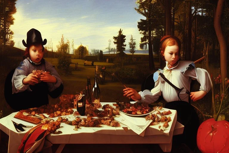 rapper smoking on picnic table by Caravaggio