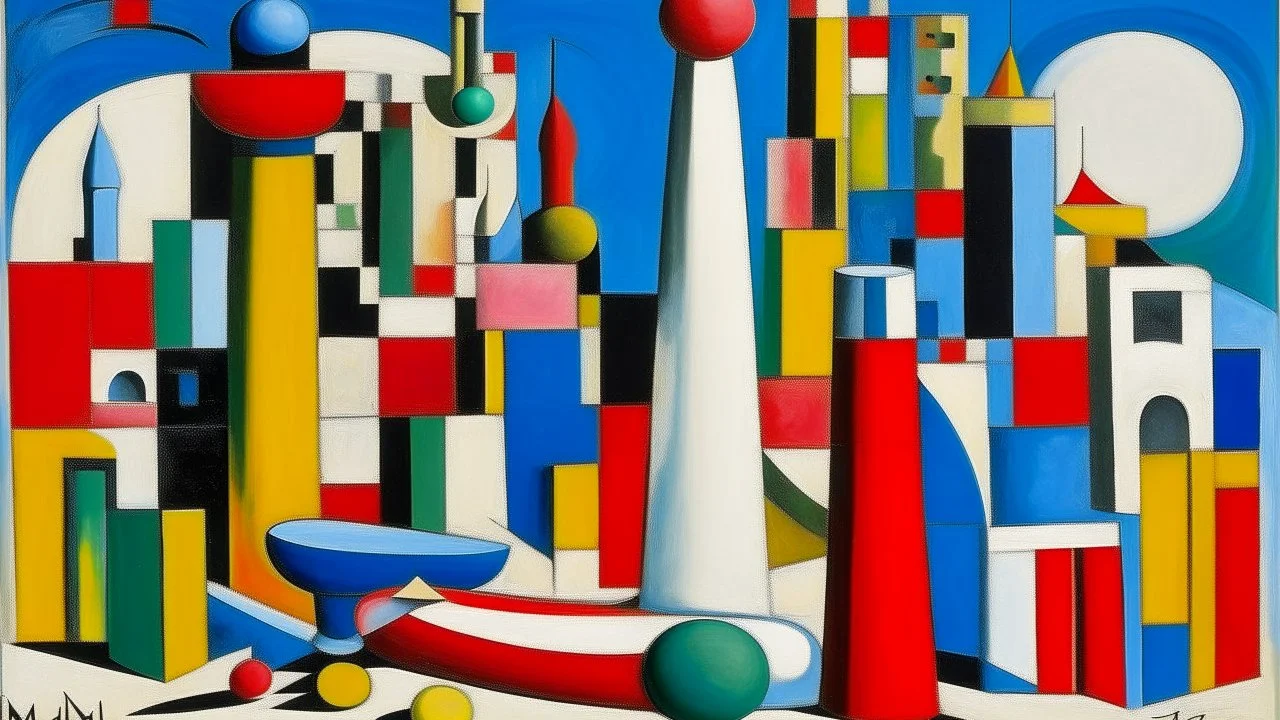 A white kinetic town with instruments painted by Alexej von Jawlensky