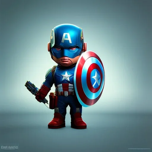 tiny cute {captain america} toy, standing character, soft smooth lighting, soft pastel colors, skottie young, 3d blender render, polycount, modular constructivism, pop surrealism, physically based rendering, square image